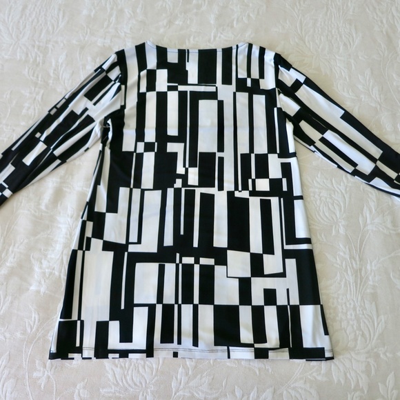 Alfani Black and White Slit Sleeve Tunic Top Size XS - Picture 3 of 13